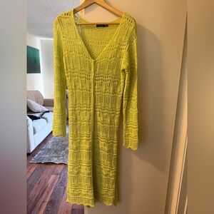 Crochet knit indie tweed fairy dress green